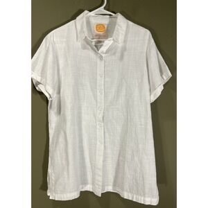 Lucky We Live Hawaii x Goldfish Kiss Womens Sz XS White S/S Beach Cover Up Shirt